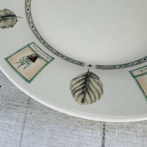 Pfaltzgraff NATUREWOOD Leaves Herbs Garden Tools Stoneware Dinner Plates Set 4 - Picture 15 of 16
